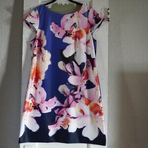 Vince Camuto Floral Dress Exposed Zipper Size 14W